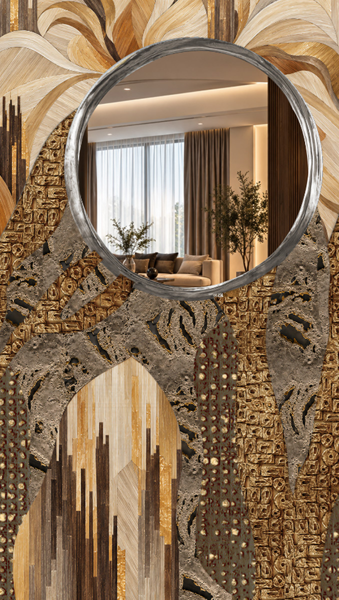 Cluster of shapes with mirrors