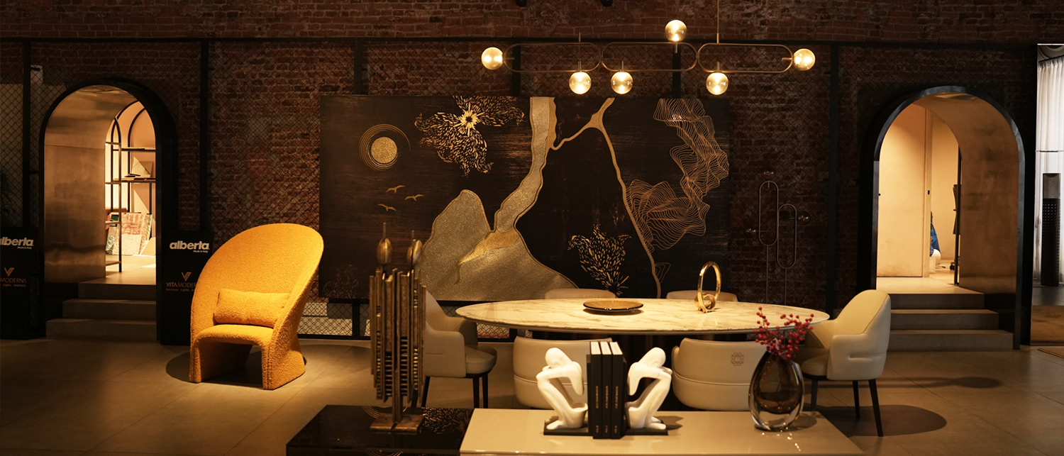 AMH arch feature wall in the Vita Moderna lounge